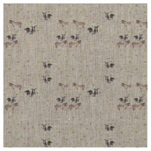 Hand drawn watercolor animals on the farm fabric
