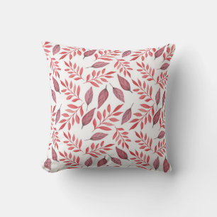 Hand Drawn Watercolor Falling Autumn Leaves Cushion