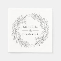 Hand Drawn Watercolor Fine Line Floral Wedding