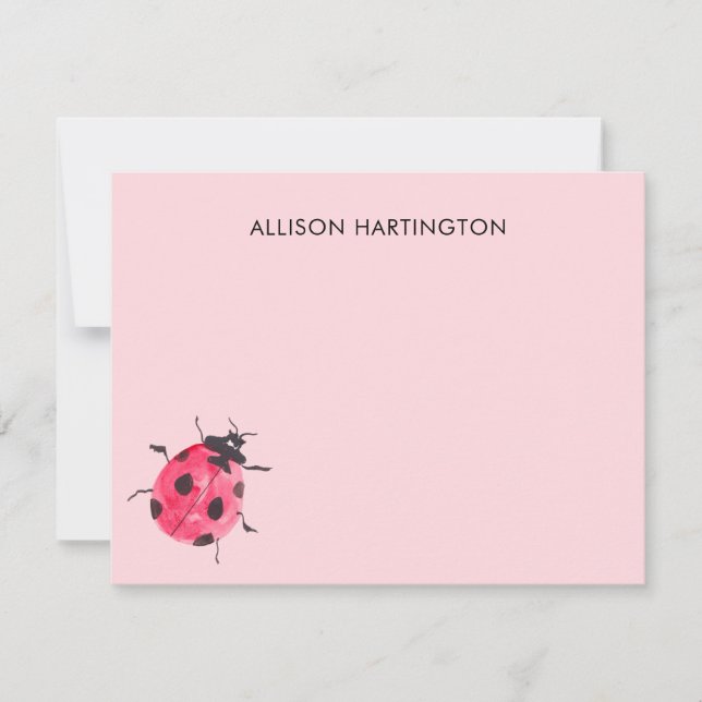 Hand-Drawn Watercolor Ladybug Whimsical Insect Card (Front)