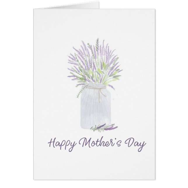 Hand drawn watercolor lavender jar Happy Mother (Front)