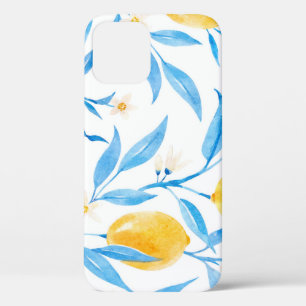 Hand Drawn Watercolor Lemons Pattern iPhone 12 Case