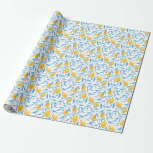 Hand Drawn Watercolor Lemons Pattern Wrapping Paper