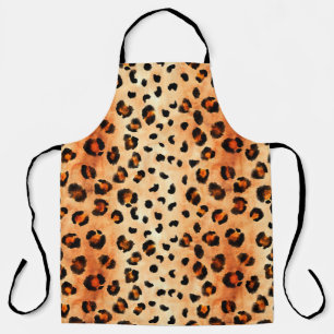 Hand drawn watercolor leopard pattern. Exotic fur Apron