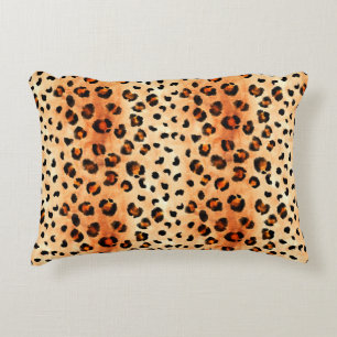 Hand drawn watercolor leopard pattern. Exotic fur Decorative Cushion