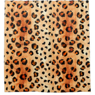 Hand drawn watercolor leopard pattern. Exotic fur Shower Curtain