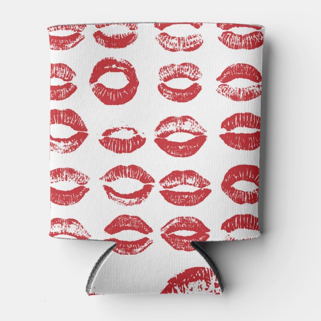 Hand-drawn watercolor lips set can cooler (Front)