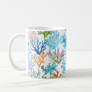 Hand-drawn watercolor sea pattern with corals. Und Coffee Mug