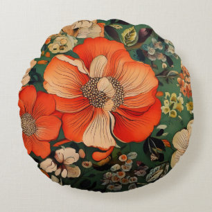 Hand drawn watercolor seamless Floral Pattern Round Cushion