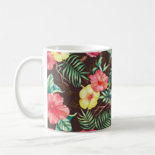 Hand drawn watercolor seamless pattern with colorf coffee mug