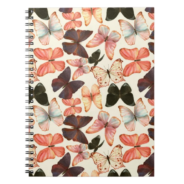 Hand drawn watercolor seamless pattern with colorf notebook (Front)