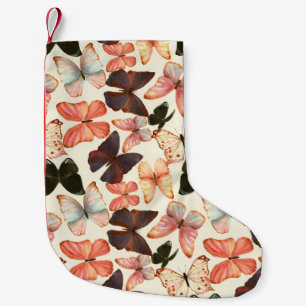 Hand drawn watercolor seamless pattern with colorf small christmas stocking