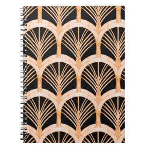 Hand drawn watercolor seamless pattern with gold i notebook