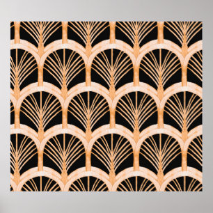 Hand drawn watercolor seamless pattern with gold i poster