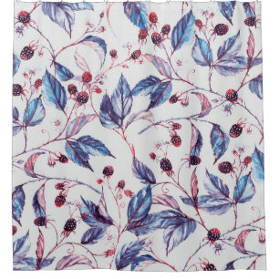 Hand-drawn watercolor seamless pattern with natura shower curtain