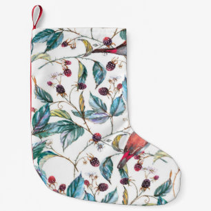 Hand-drawn watercolor seamless pattern with natura small christmas stocking