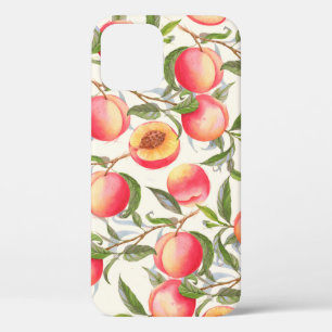 Hand-drawn watercolor seamless pattern with orange iPhone 12 case