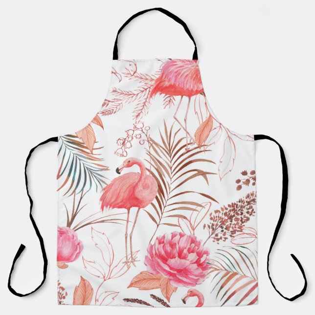 Hand drawn watercolor seamless pattern with pink f apron (Front)