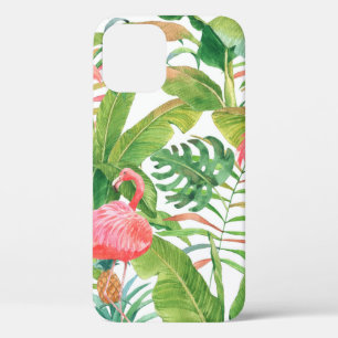 Hand drawn watercolor seamless pattern with pink f iPhone 12 case