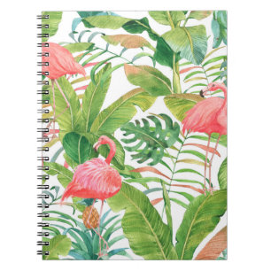 Hand drawn watercolor seamless pattern with pink f notebook