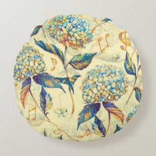 Hand-drawn watercolor seamless pattern with summer round cushion