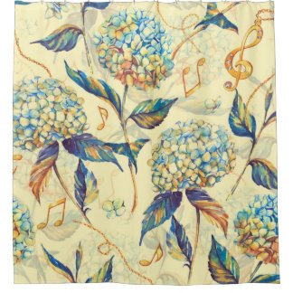 Hand-drawn watercolor seamless pattern with summer shower curtain