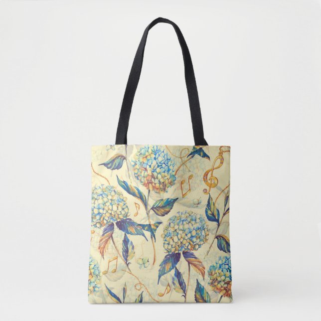 Hand-drawn watercolor seamless pattern with summer tote bag (Front)
