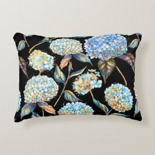 Hand-drawn watercolor seamless pattern with white  decorative cushion