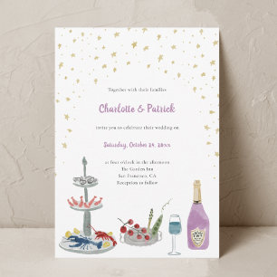 Hand drawn Watercolor Whimsical Wedding Invitation