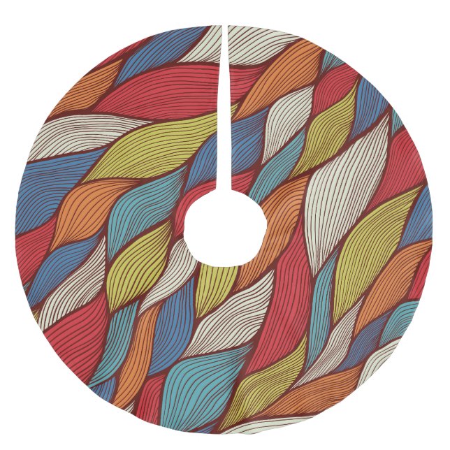 Hand-Drawn Waves: Abstract Seamless Background. Brushed Polyester Tree Skirt (Front)
