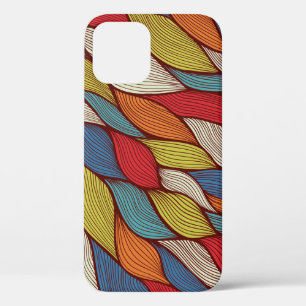 Hand-Drawn Waves: Abstract Seamless Background. iPhone 12 Case