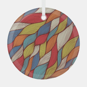 Hand-Drawn Waves: Abstract Seamless Background. Glass Tree Decoration