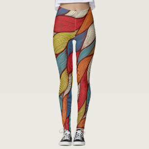 Hand-Drawn Waves: Abstract Seamless Background. Leggings