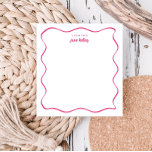 Hand Drawn Wavy Border Dark Pink Personalised Notepad<br><div class="desc">This personalised notepad features a "groovy" design in blue or any colour you choose. Use the template form to add your personalisation.</div>
