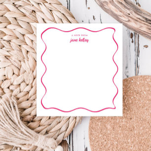 Hand Drawn Wavy Border Dark Pink Personalised Notepad