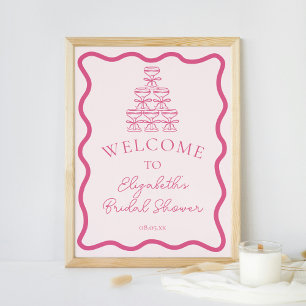 Hand Drawn Wavy Frame & Champagne Tower Welcome Poster