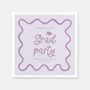 Hand Drawn Wavy Line Purple Grad Party Napkin