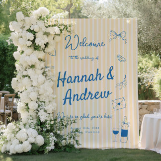 Hand Drawn Wedding Backdrop Tapestry