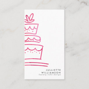 Hand Drawn Wedding Cake Watercolor Business Card