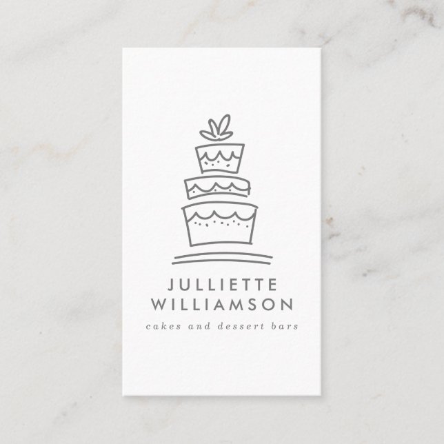 Hand Drawn Wedding Cake Watercolor Business Card (Front)