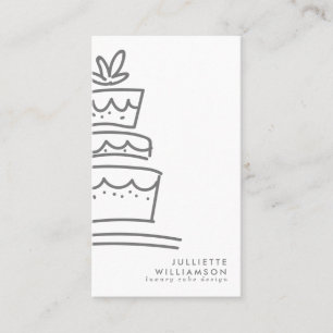 Hand Drawn Wedding Cake White & Grey Business Card