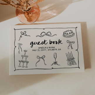 Hand Drawn Wedding Guest Book
