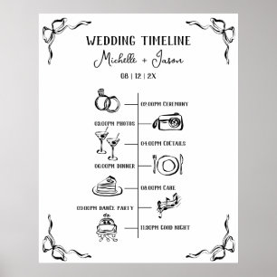 Hand Drawn Wedding Itinerary Schedule Welcome Poster