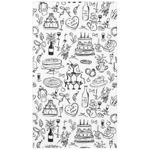 hand drawn wedding marriage champagne fountain tablecloth