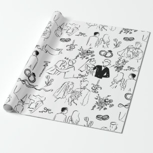 hand drawn wedding marriage engagement proposal wrapping paper