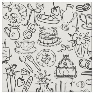 hand drawn wedding marriage vegan vegetarian fabric