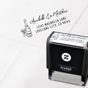 Hand Drawn Wedding Return Address Self-inking Stamp