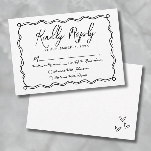 Hand Drawn Wedding RSVP Card (Hand Drawn Quirky Whimsical Wedding RSVP Card)