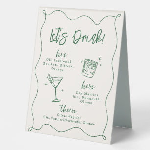 Hand drawn wedding Signature Cocktails Drink