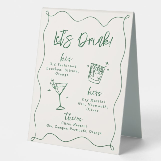 Hand drawn wedding Signature Cocktails Drink  (Front)